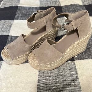 Marc Fisher, suede, taupe platform, wedge